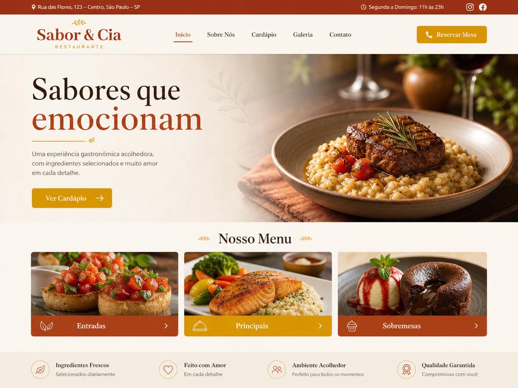 Sabor & Cia — site para restaurante